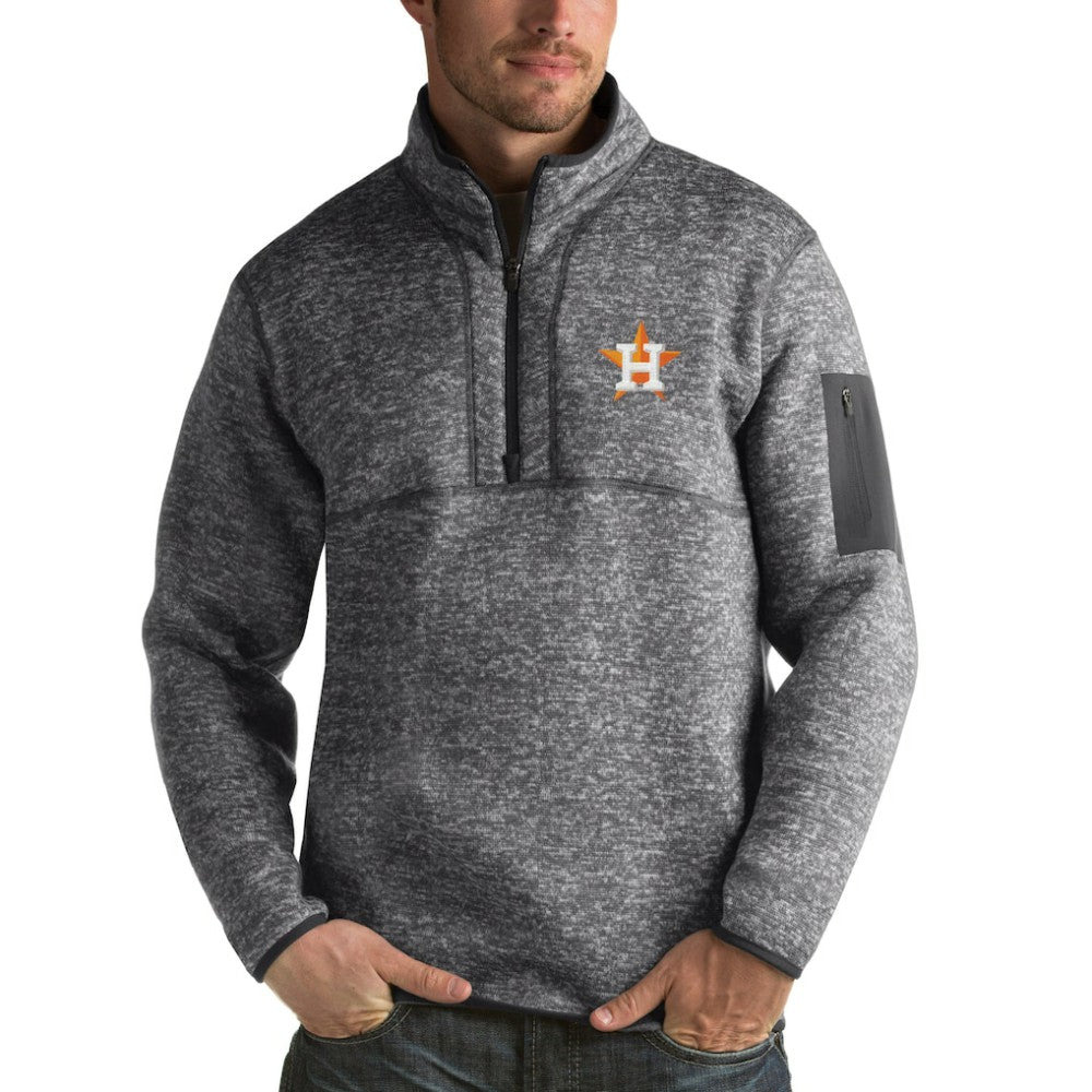 Houston Astros Antigua Fortune Half-Zip Sweater Heathered Charcoal