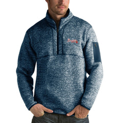 Atlanta Braves Antigua Fortune Half-Zip Sweater Heathered Navy