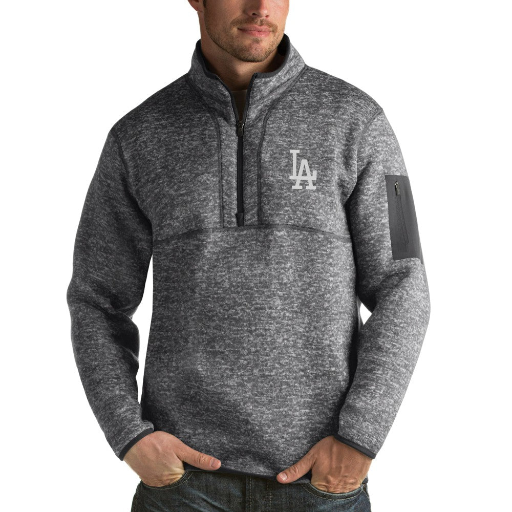 Los Angeles Dodgers Antigua Fortune Half-Zip Sweater Heathered Charcoal