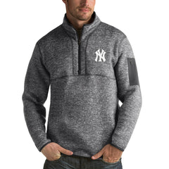 New York Yankees Antigua Fortune Half-Zip Sweater Heathered Charcoal