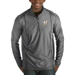 Milwaukee Brewers Antigua Tempo Half-Zip Pullover Jacket Heathered Charcoal