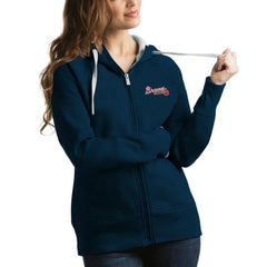 Atlanta Braves Antigua Women's Victory Full-Zip Hoodie Navy