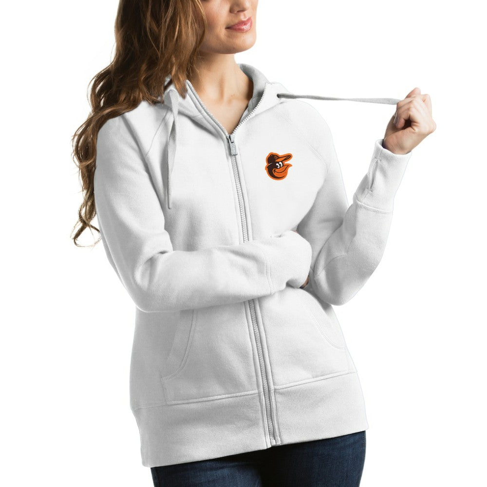 Baltimore Orioles Antigua Women's Victory Full-Zip Hoodie White