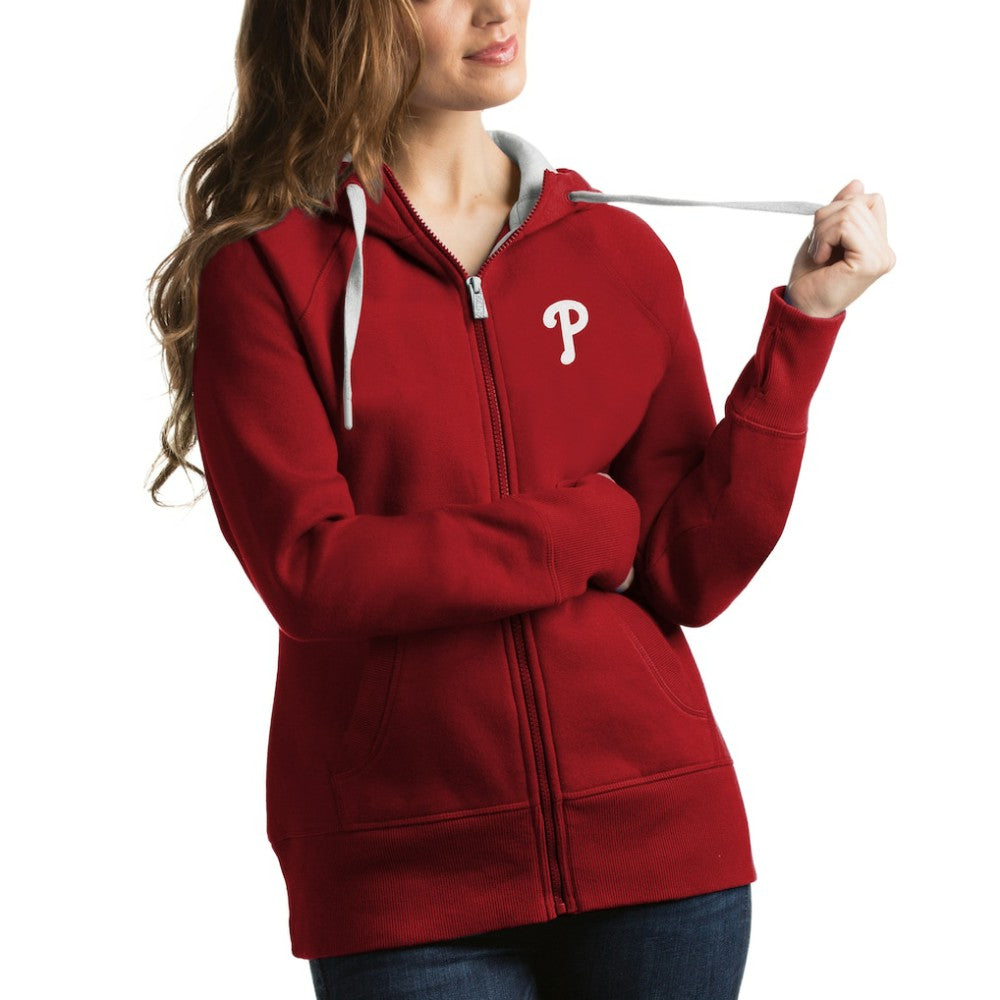 Philadelphia Phillies Antigua Women's Victory Full-Zip Hoodie Red
