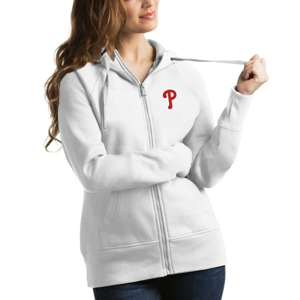 Philadelphia Phillies Antigua Women's Victory Full-Zip Hoodie White