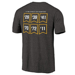 Boston Bruins Raise the Banner Tri-Blend T-Shirt Heathered Black