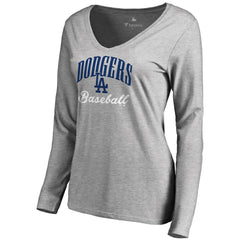 Los Angeles Dodgers Women's Victory Script Long Sleeve T-Shirt Ash