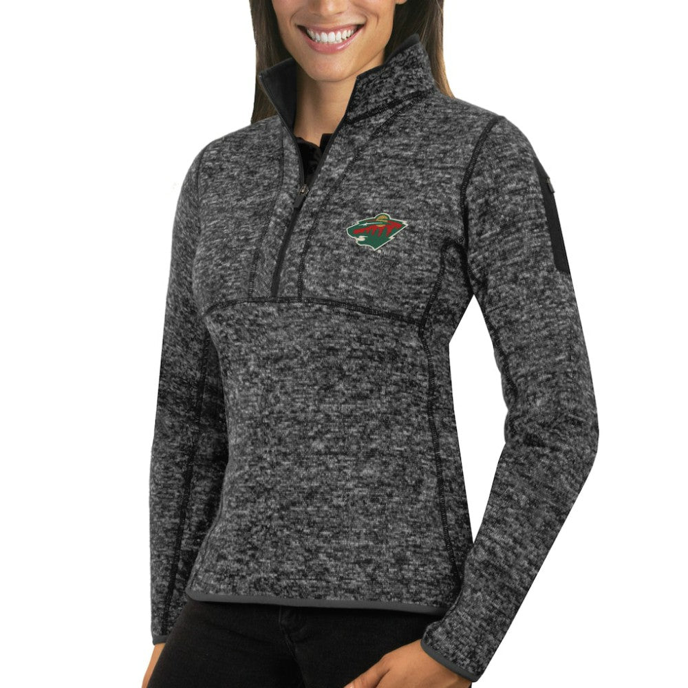 Minnesota Wild Antigua Women's Fortune Half-Zip Sweatshirt Charcoal