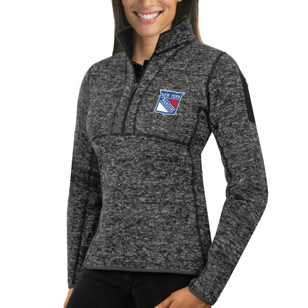 New York Rangers Antigua Women's Fortune Half-Zip Sweatshirt Charcoal
