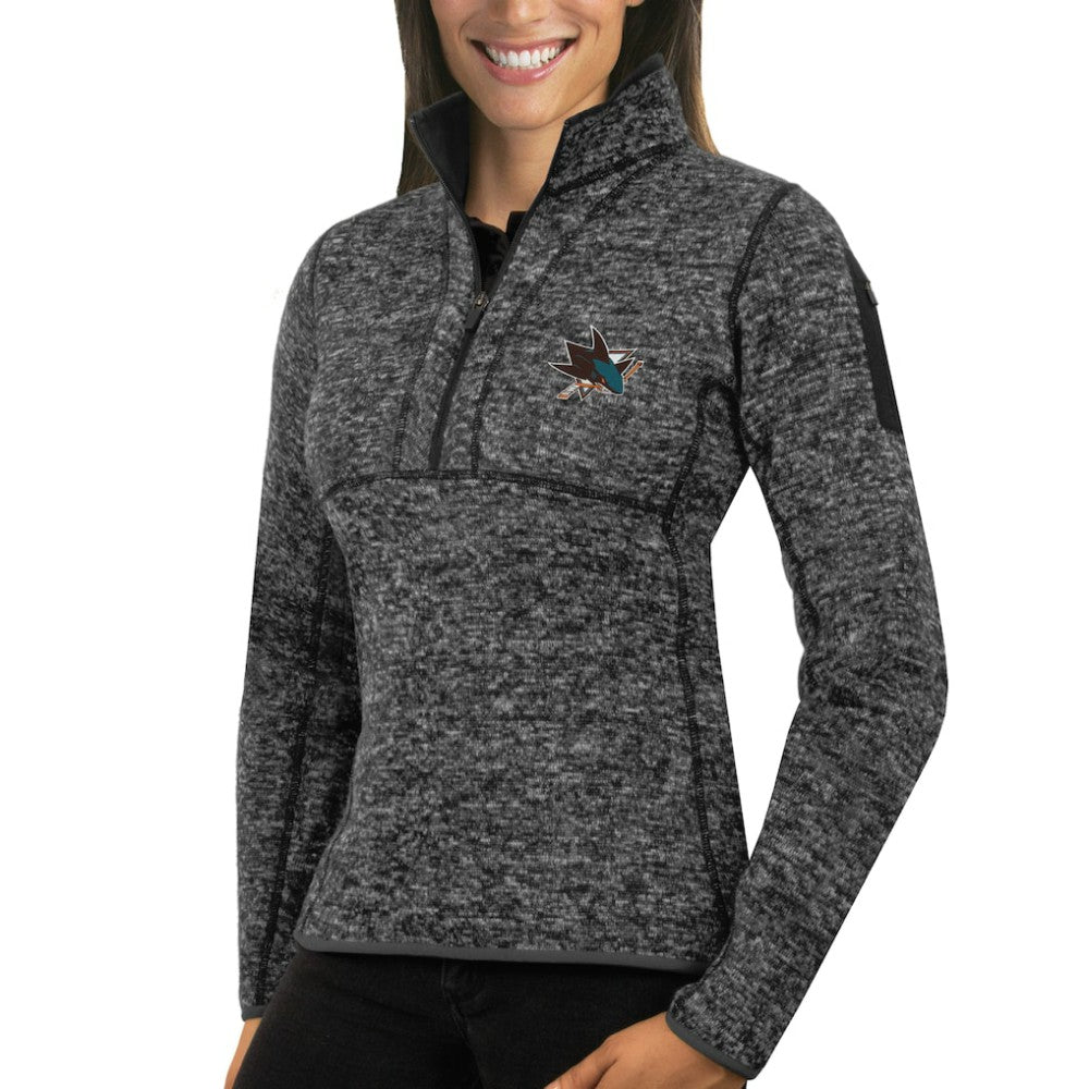San Jose Sharks Antigua Women's Fortune Half-Zip Sweatshirt Charcoal