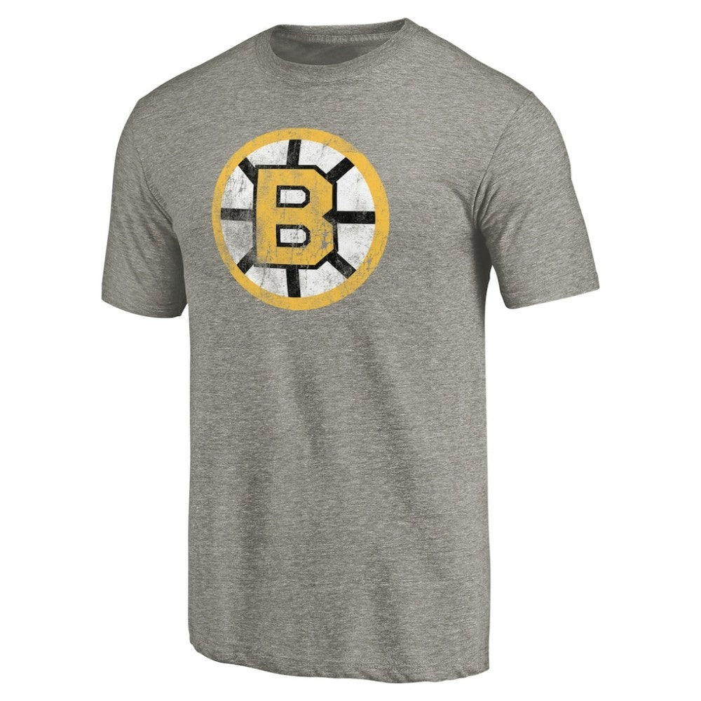 Boston Bruins Throwback Logo 1989-1990 Tri-Blend T-Shirt Ash