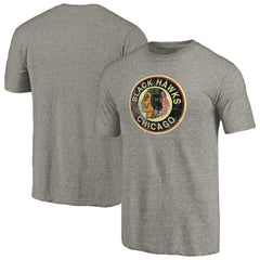 Chicago Blackhawks Throwback Logo 1937-1938 Tri-Blend T-Shirt Ash