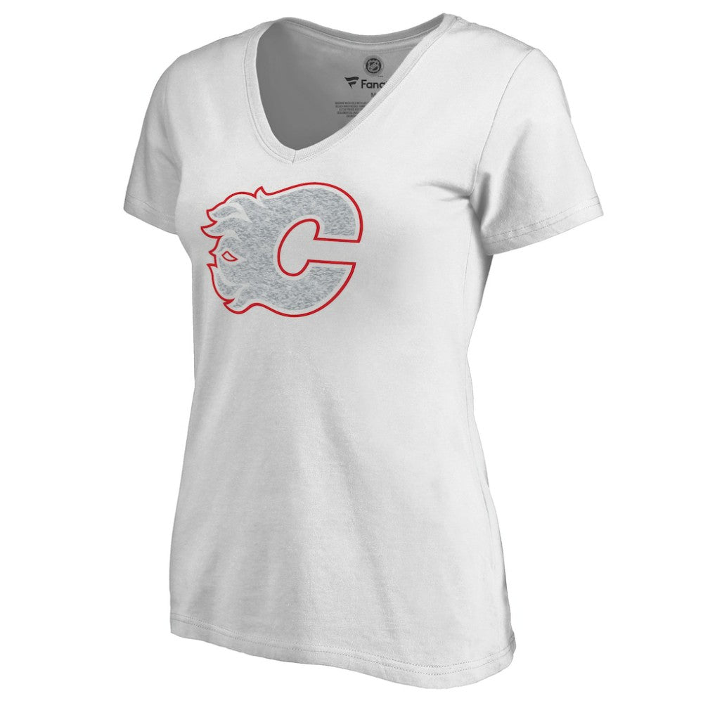 Calgary Flames Women's Whiteout V-Neck T-Shirt White