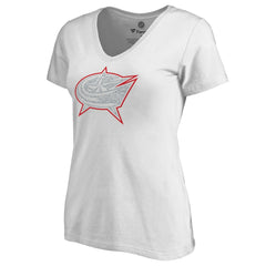 Columbus Blue Jackets Women's Whiteout V-Neck T-Shirt White