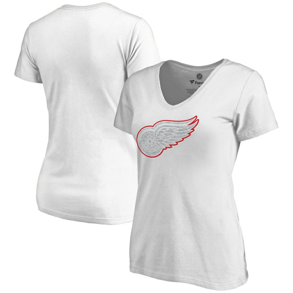 Detroit Red Wings Women's Whiteout V-Neck T-Shirt White