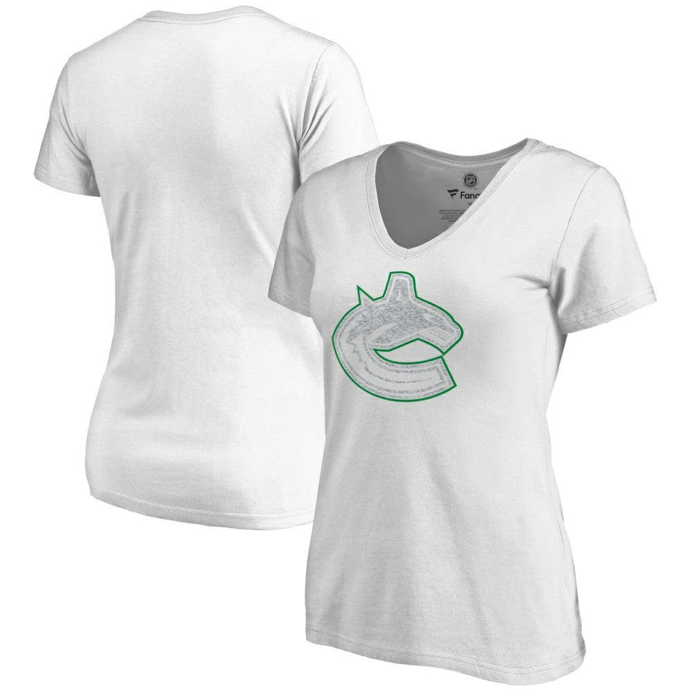 Vancouver Canucks Women's Whiteout V-Neck T-Shirt White