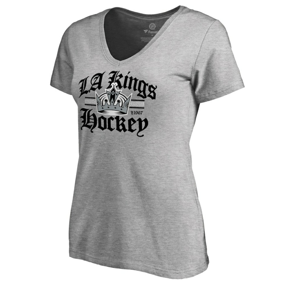 Los Angeles Kings Women's Hometown Collection The Crown V-Neck T-Shirt ash