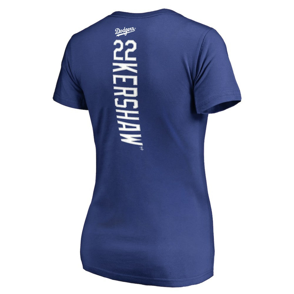 Clayton Kershaw Los Angeles Dodgers Women's Backer Name & Number V-Neck T-Shirt Royal