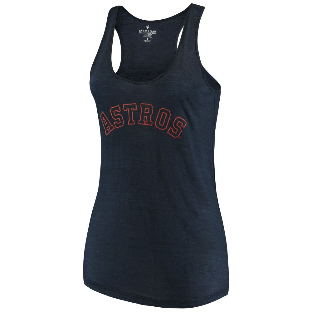 Houston Astros Soft as a Grape Women's Plus Size Swing for the Fences Racerback Tank Top Navy