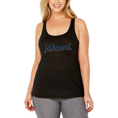 Miami Marlins Soft as a Grape Women's Plus Size Swing for the Fences Racerback Tank Top Black