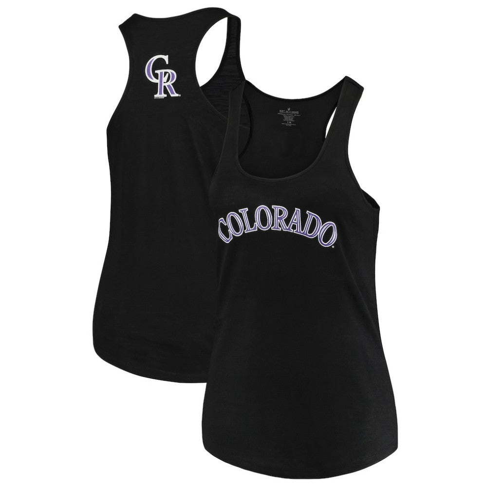Colorado Rockies Soft as a Grape Women's Plus Size Swing for the Fences Racerback Tank Top Black