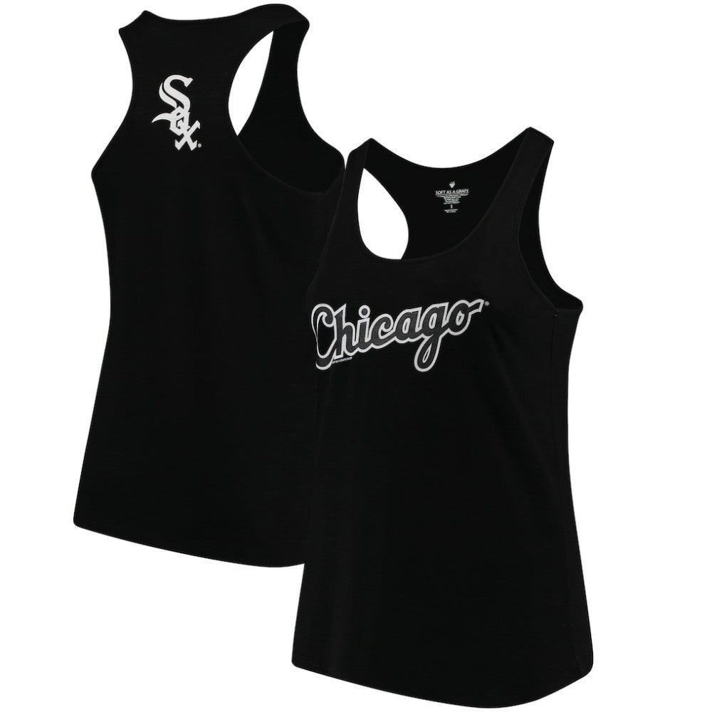Chicago White Sox Soft as a Grape Women's Plus Size Swing for the Fences Racerback Tank Top Black