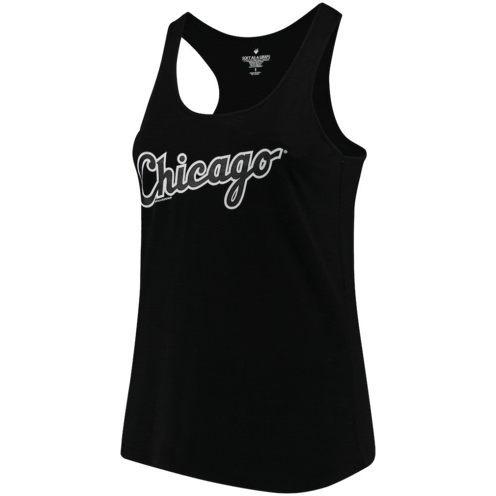 Chicago White Sox Soft as a Grape Women's Plus Size Swing for the Fences Racerback Tank Top Black