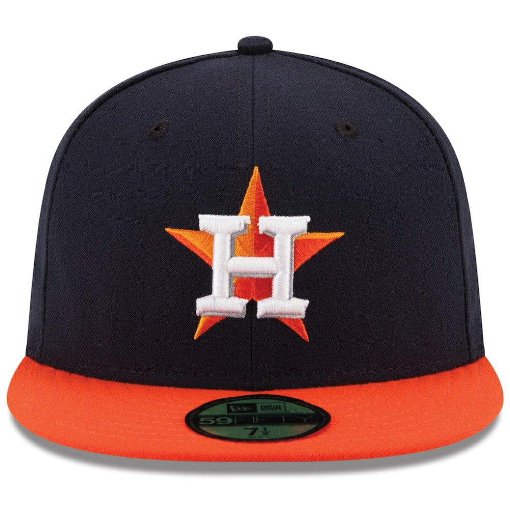 Houston Astros Road Authentic Collection On Field 59FIFTY Performance Fitted Hat Navy/Orange | New Era