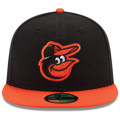 Baltimore Orioles Road Authentic Collection On-Field 59FIFTY Fitted Hat Black/Orange | New Era