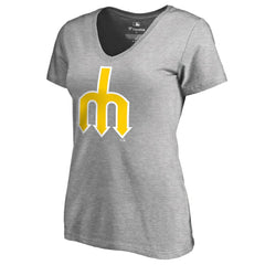 Seattle Mariners Women's Cooperstown Collection Forbes V-Neck T-Shirt Heather Gray