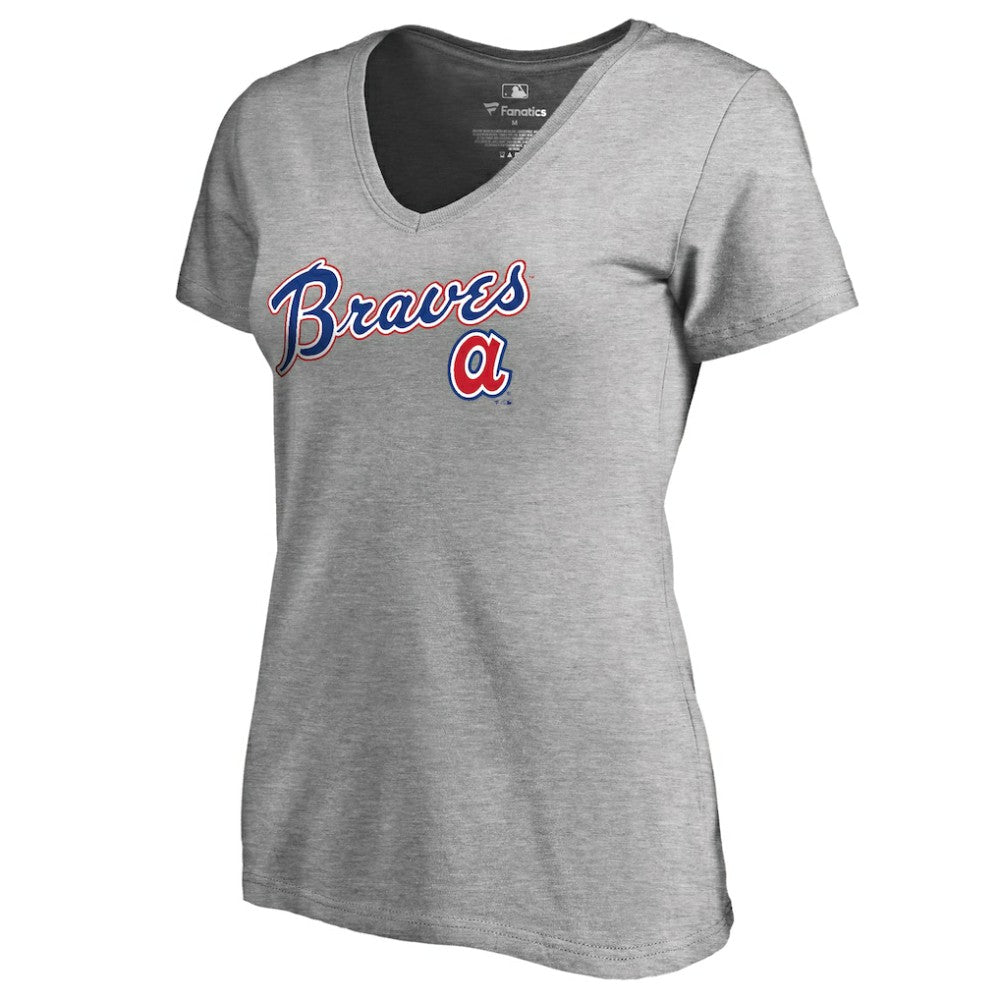 Atlanta Braves Women's Core Wahconah V-Neck T-Shirt Heather Gray