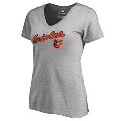 Baltimore Orioles Women's Core Wahconah V-Neck T-Shirt Heather Gray