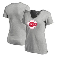 Cincinnati Reds Women's Core Wahconah V-Neck T-Shirt Heather Gray