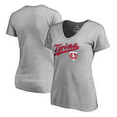 Minnesota Twins Women's Core Wahconah V-Neck T-Shirt Heather Gray