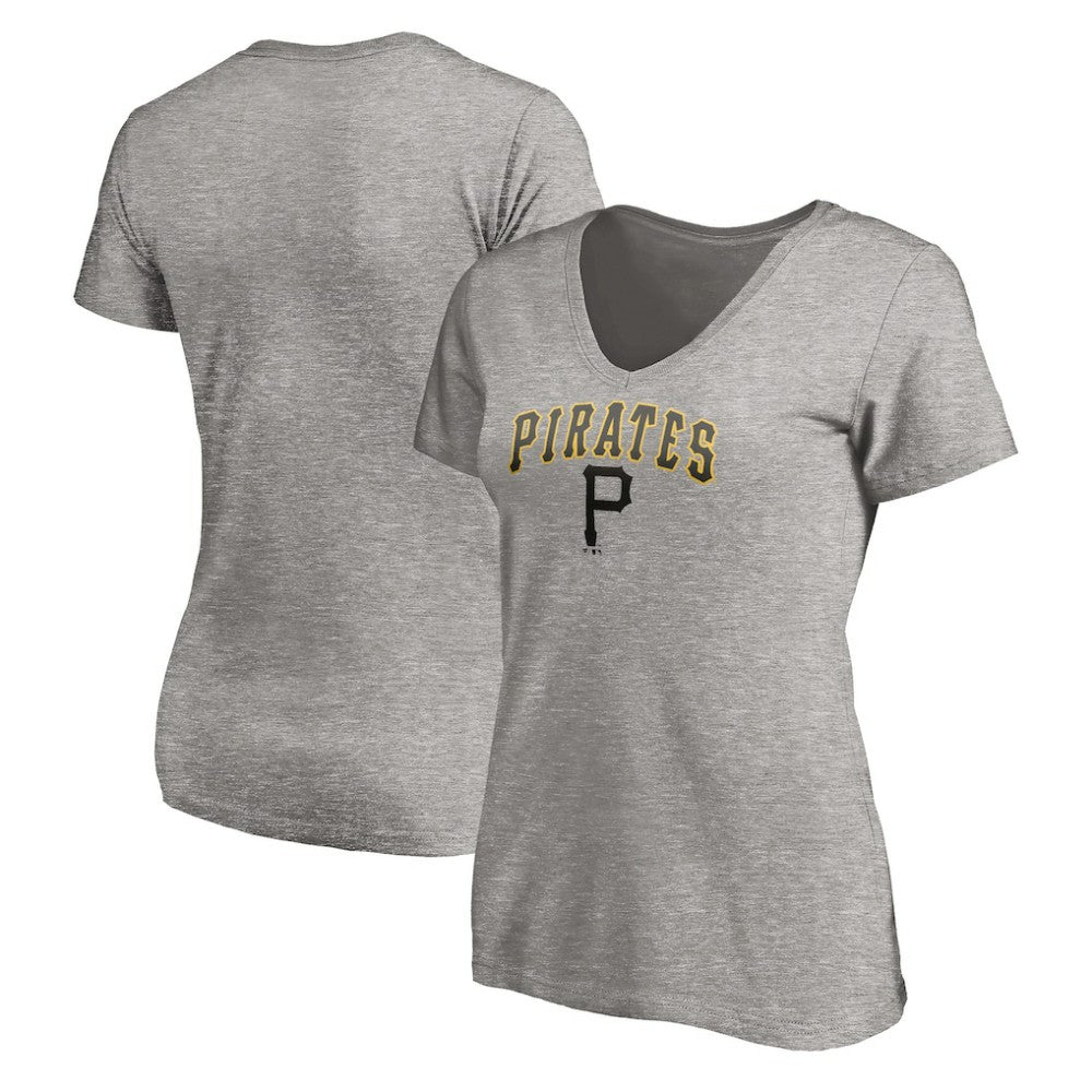 Pittsburgh Pirates Women's Core Wahconah V-Neck T-Shirt Heather Gray