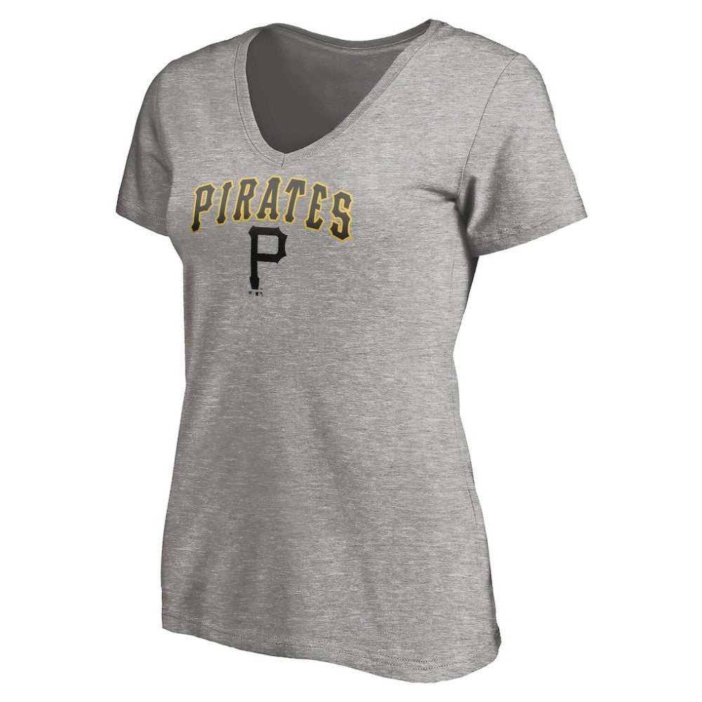 Pittsburgh Pirates Women's Core Wahconah V-Neck T-Shirt Heather Gray