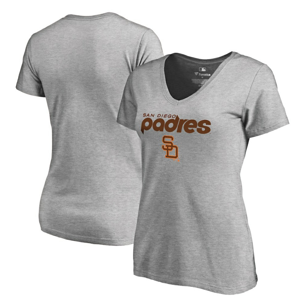 San Diego Padres Women's Core Wahconah V-Neck T-Shirt Heather Gray