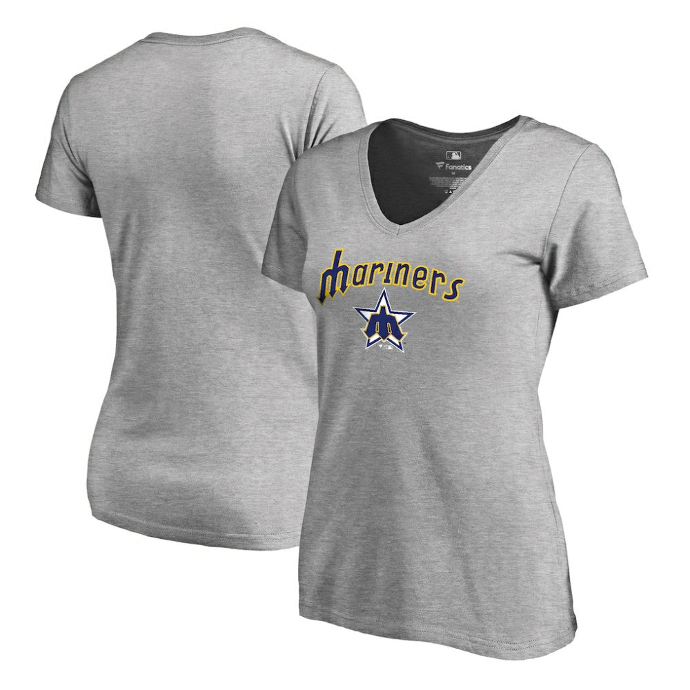 Seattle Mariners Women's Core Wahconah V-Neck T-Shirt Heather Gray