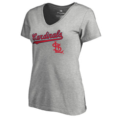 St. Louis Cardinals Women's Core Wahconah V-Neck T-Shirt Heather Gray