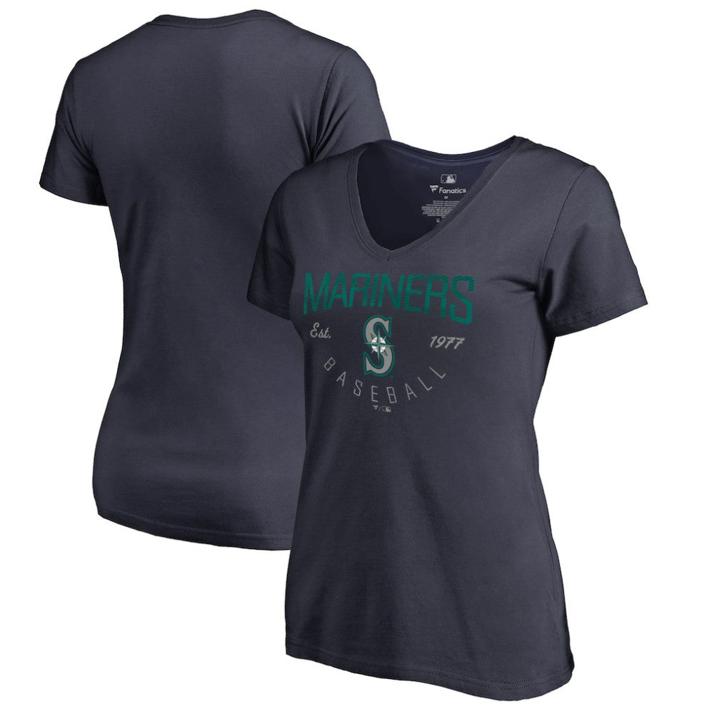 Seattle Mariners Women's Live For It V-Neck T-Shirt Navy