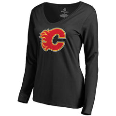Calgary Flames Women's Primary Logo Long Sleeve T-Shirt Black