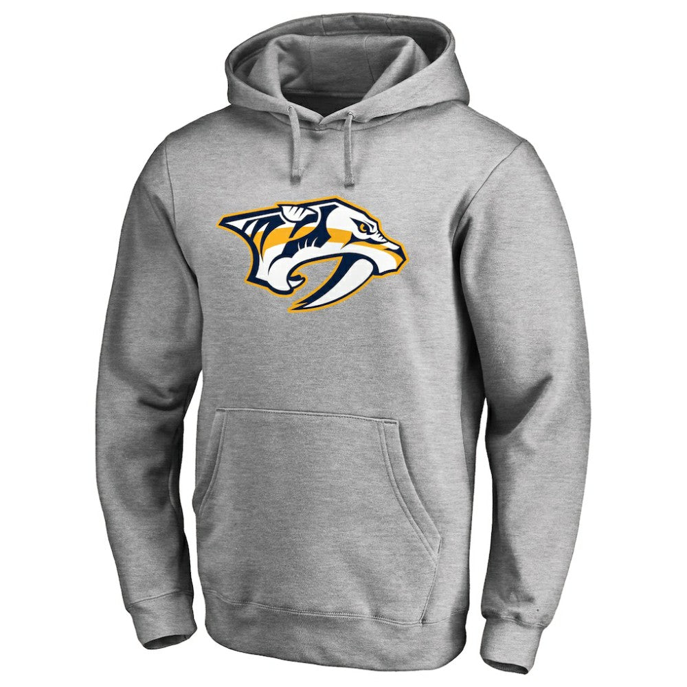 Nashville Predators Primary Team Logo Fleece Fitted Pullover Hoodie Heather Gray
