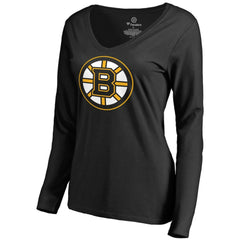 David Pastrnak Boston Bruins Women's Backer V-Neck Long Sleeve T-Shirt Black