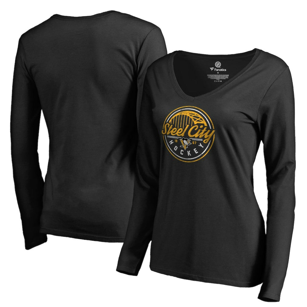 Pittsburgh Penguins Women's Hometown Collection Steel City Long Sleeve T-Shirt Black