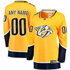 Nashville Predators Fanatics Women's Home Breakaway Custom Jersey Yellow