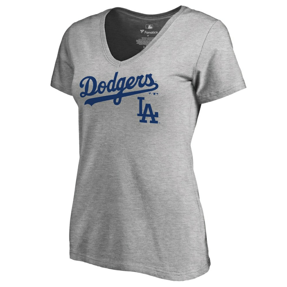 Los Angeles Dodgers Women's Team Lockup T-Shirt Ash