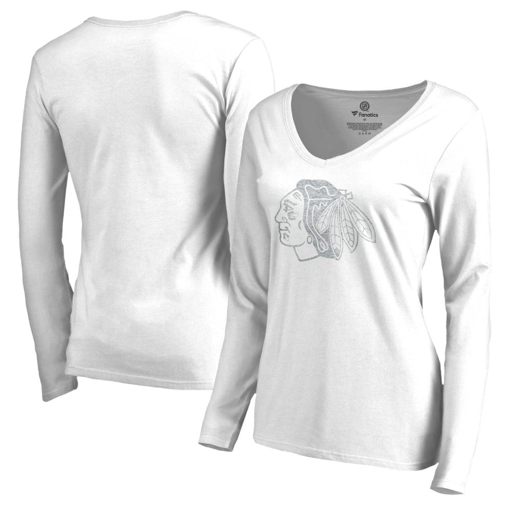 Chicago Blackhawks Women's White Out Long Sleeve T-Shirt White