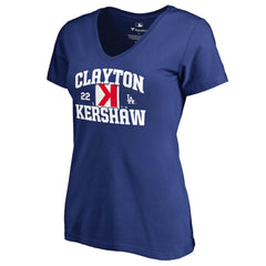 Clayton Kershaw Los Angeles Dodgers Women's Player Hometown Collection V-Neck T-Shirt Royal