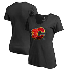Calgary Flames Women's Midnight Mascot V-Neck T-Shirt Black
