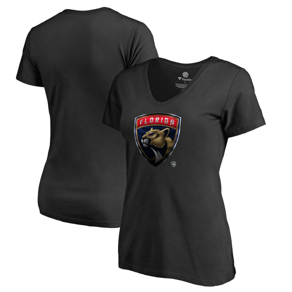 Florida Panthers Women's Midnight Mascot V-Neck T-Shirt Black